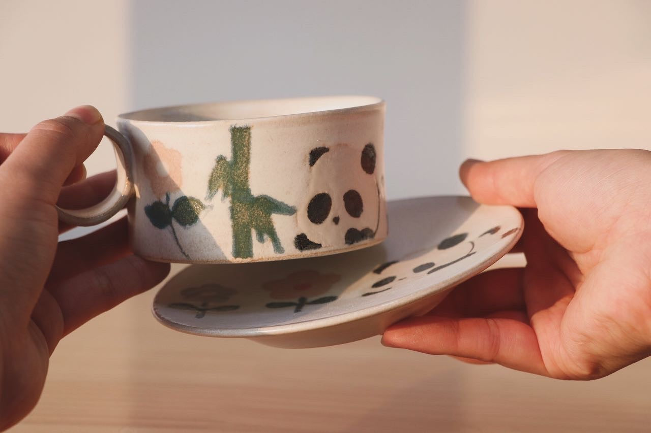 Handmade Panda Cup & Saucer 7.04oz LuckyU – LuckyU Ceramics Shop