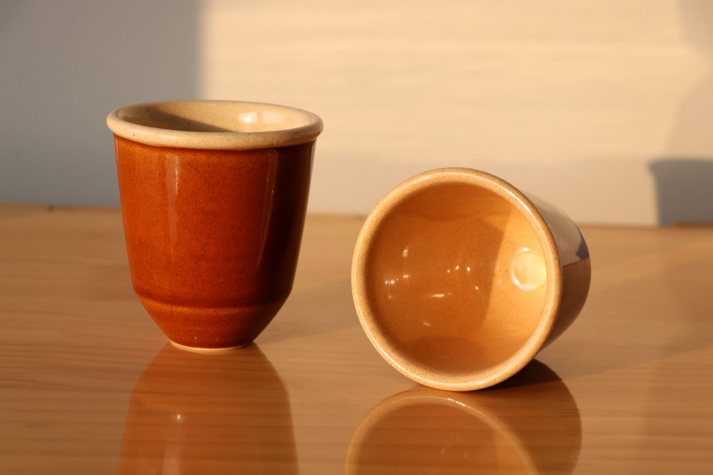 Honey Brown Handless cup 6.8 OZ Claysup